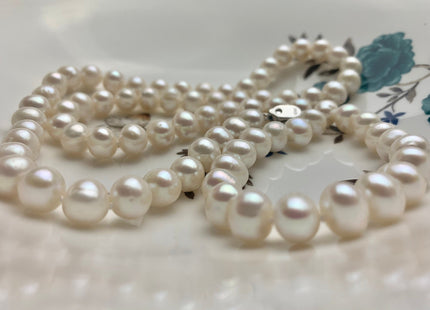 18/20/24 Inches Hand Knotted 9 mm AA Freshwater Potato Pearl Necklace Natural White Freshwater Pearl Necklace With Silver Clasp #1993