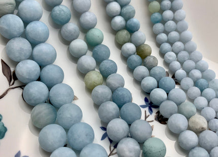 6mm 8mm 10mm 12mm AAA Natural Color Matte Smooth Round Aquamarine Gemstone Beads High Quality Aquamarine Loose Beads 8 Inches Strand #2590