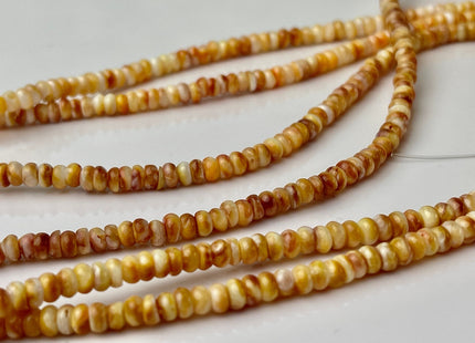 4 mm AAA Natural Orange Yellow White Spiny Oyster Shell Heishi Rondelle Shape Genuine Natural Spiny Oyster Beads 16 Inches Strand #4275