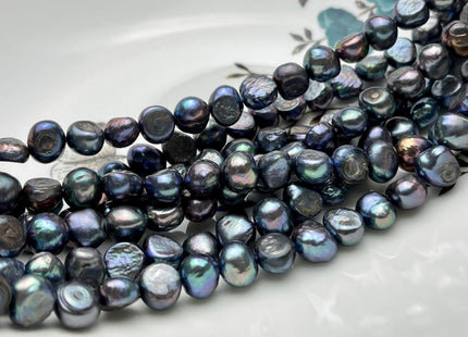 8-9 mm Potato Nugget Rainbow Blue Peacock Color Freshwater Pearl Beads Genuine Cultured High Luster Peacock Color Nugget Pearl #P1718
