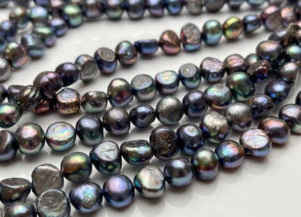 8-9 mm Potato Nugget Rainbow Blue Peacock Color Freshwater Pearl Beads Genuine Cultured High Luster Peacock Color Nugget Pearl #P1718
