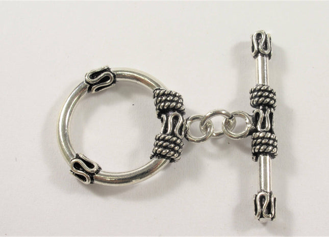 21 mm .925 Sterling Silver Toggle Clasp,Oxidized Textured Sterling Silver Toggle .925 Sterling Silver Toggle, Silver Toggle Clasp #10334
