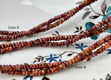 4 mm AAA Natural Orange Red White Spiny Oyster Shell Heishi Rondelle Shape Genuine Beautiful Natural Spiny Oyster Beads 16 Inch Strand #4274