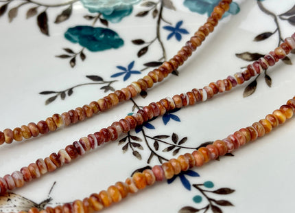 4 mm AAA Natural Orange Red Spiny Oyster Shell Heishi Rondelle Shape Genuine Beautiful Natural Spiny Oyster Beads 16 Inches Strand #4272