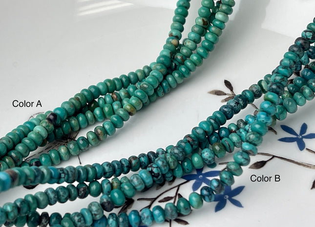 4 mm 100% Natural Smooth Rondelle Turquoise Gemstone Beads Multi Turquoise Green Blue Turquoise Beads 16 Inches Strand #4242