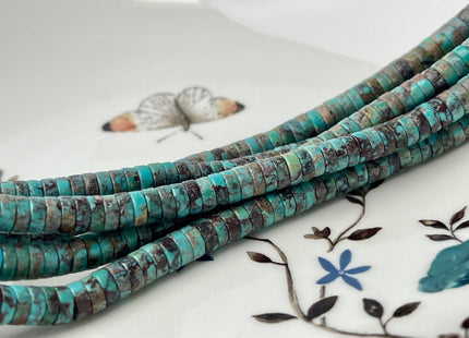 6 mm AAA 100% All Natural Turquoise Heishi Rondelle Shape Genuine Beautiful Natural Color Turquoise Gemstones 16 Inches Strand #4243