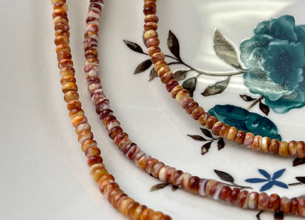4 mm AAA Natural Orange Red Spiny Oyster Shell Heishi Rondelle Shape Genuine Beautiful Natural Spiny Oyster Beads 16 Inches Strand #4272