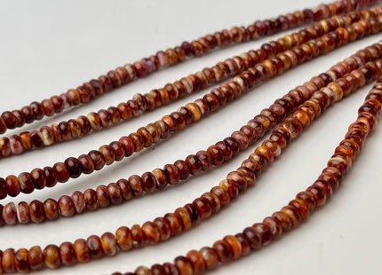 4 mm AAA Natural Orange Red White Spiny Oyster Shell Heishi Rondelle Shape Genuine Beautiful Natural Spiny Oyster Beads 16 Inch Strand #4274