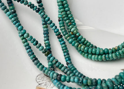4 mm 100% Natural Smooth Rondelle Turquoise Gemstone Beads Multi Turquoise Green Blue Turquoise Beads 16 Inches Strand #4242