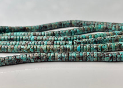 6 mm AAA 100% All Natural Turquoise Heishi Rondelle Shape Genuine Beautiful Natural Color Turquoise Gemstones 16 Inches Strand #4243