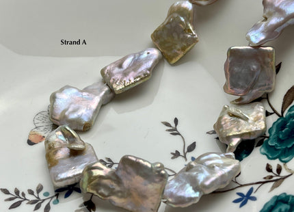 One-Of-A-Kind 19-27x22-38 mm Very Rare Natural Mauve Pink Irregular Square Flat Keshi Freshwater Pearl Beads Genuine Pearl Beads #P2207