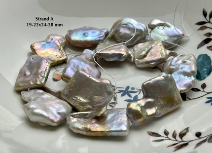 One-Of-A-Kind 19-27x22-38 mm Very Rare Natural Mauve Pink Irregular Square Flat Keshi Freshwater Pearl Beads Genuine Pearl Beads #P2207