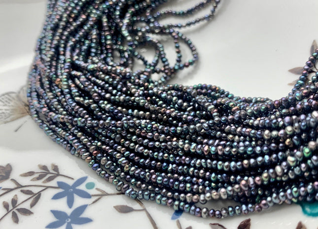 WHOLESALE 2 mm Tiny Seed Pearl Beads Peacock Color Small Potato Freshwater Pearls Genuine Freshwater Pearl Seed Pearls #P1338