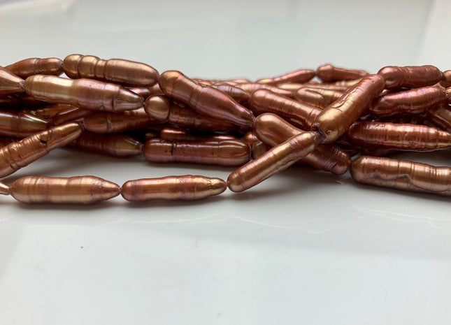 6x23 mm Brick Orange Red Color Biwa Stick Freshwater Pearl Beads Genuine Rare Biwa Stick Pearls #1837