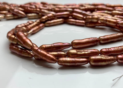 6x23 mm Brick Orange Red Color Biwa Stick Freshwater Pearl Beads Genuine Rare Biwa Stick Pearls #1837