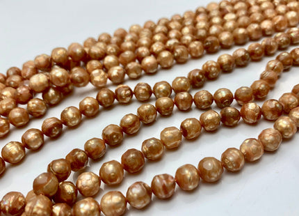 6 mm Rare Faceted Champagne Color Potato Freshwater Pearl Beads Genuine Faceted Freshwater Pearls #1771