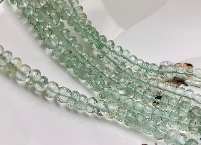 6mm 8mm AAA 100% Natural Faceted Rondelle Green Amethyst Gemstone Beads Top Quality Natural Green Amethyst Beads 8 Inches Strand #2497