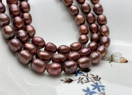 10x13 mm Copper Brown Rice/Oval Freshwater Pearl Beads, Genuine Cultured Brown Rice Freshwater Pearl Beads 32 Beads #469