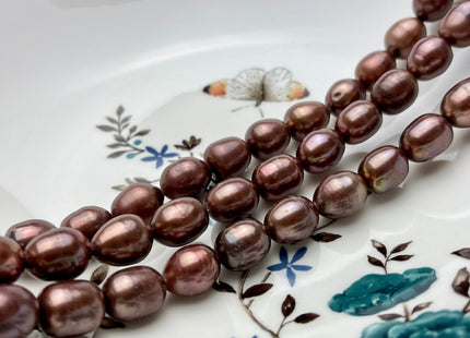 10x13 mm Copper Brown Rice/Oval Freshwater Pearl Beads, Genuine Cultured Brown Rice Freshwater Pearl Beads 32 Beads #469