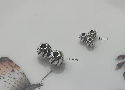 5 Pieces 2.5mm 3.5mm 5mm 925 Sterling Silver Tibetan Style Silver Spacer Ball Genuine Sterling Silver Large Hole Bali Antique Beads #10156