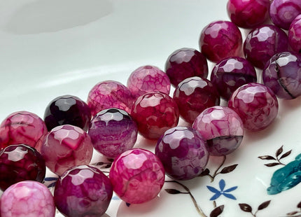 16 mm Faceted Round Fire Agate Gemstone Beads Heat Treated Multi Purple Color Natural Gemstone Fire Agate 15.5 Inches Strand #4044