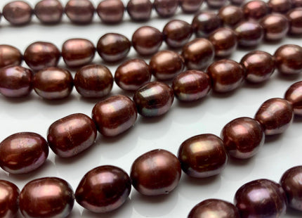 10x13 mm Copper Brown Rice/Oval Freshwater Pearl Beads, Genuine Cultured Brown Rice Freshwater Pearl Beads 32 Beads #469