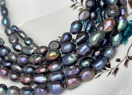 10x11-13mm AA Half Strand Large Hole Copper Brown Color Freshwater Rice Nugget Pearl Hole Size 2.2mm High Luster Chocolate Pearl #P2321