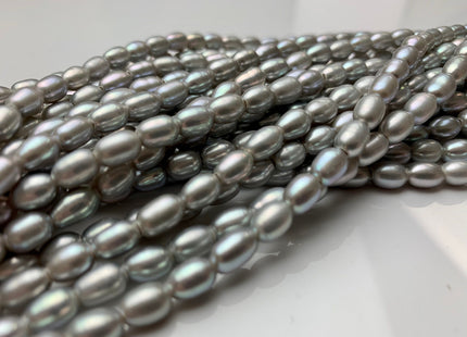 5.5x7.5 mm AAA Large Hole Rice / Oval Freshwater Pearl Hole Size 1.8mm Genuine freshwater Pearls Large Hole Gray Rice Pearl #1342