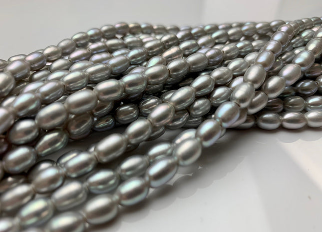5.5x7.5 mm AAA Large Hole Rice / Oval Freshwater Pearl Hole Size 1.8mm Genuine freshwater Pearls Large Hole Gray Rice Pearl #1342