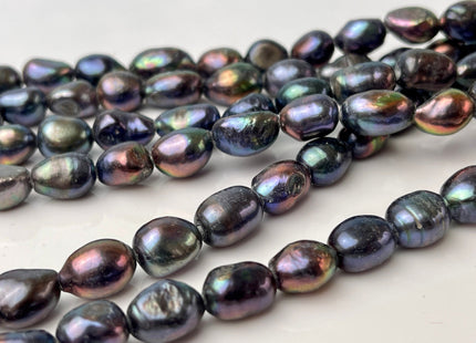 10x11-13mm AA Half Strand Large Hole Peacock Color Freshwater Rice Nugget Pearl Hole Size 2.2mm High Luster Pearl #P2321