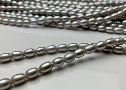 5.5x7.5 mm AAA Large Hole Rice / Oval Freshwater Pearl Hole Size 1.8mm Genuine freshwater Pearls Large Hole Gray Rice Pearl #1342