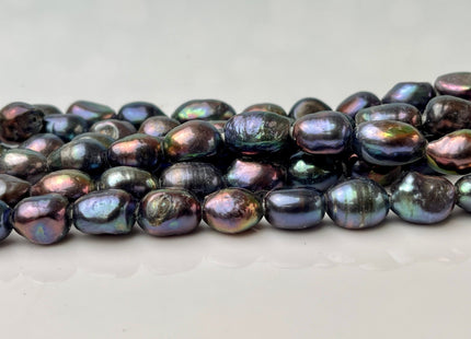 10x11-13mm AA Half Strand Large Hole Copper Brown Color Freshwater Rice Nugget Pearl Hole Size 2.2mm High Luster Chocolate Pearl #P2321