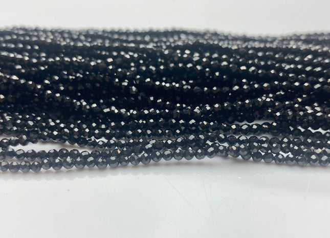 2mm 3mm 4mm 6mm Faceted Round Tiny Black Spinel Gemstone Beads Genuine Black Spinel Beads 15.5 Inches Strand #2598
