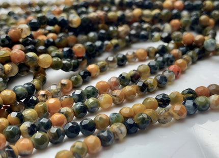 4 mm Faceted Round Yellow And Green Color Agate Gemstone Beads Genuine Agate Gemstone Loose Beads 14 Inches Strand #3014