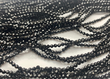 2mm 3mm 4mm 6mm Faceted Round Tiny Black Spinel Gemstone Beads Genuine Black Spinel Beads 15.5 Inches Strand #2598