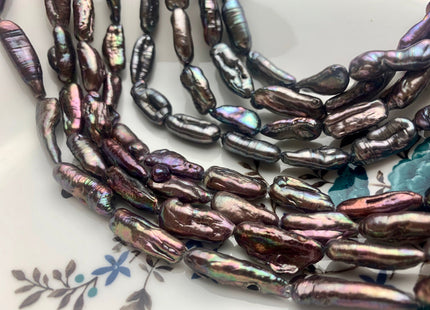 8-10x20-25 mm Peacock Or Brown Freshwater Biwa/Stick Pearls, Genuine Peacock Brown Biwa Stick Freshwater Pearls #P1160