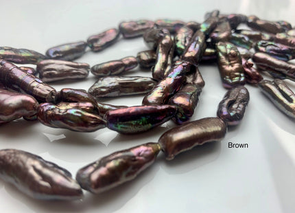 8-10x20-25 mm Peacock Or Brown Freshwater Biwa/Stick Pearls, Genuine Peacock Brown Biwa Stick Freshwater Pearls #P1160