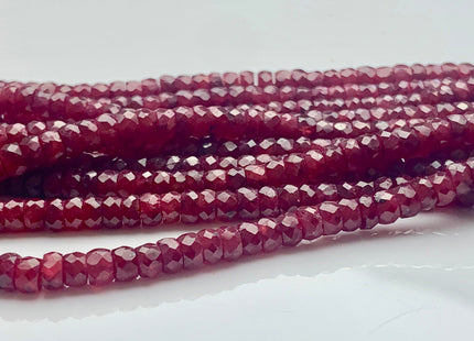 3mm 4mm 5mm AAA Faceted Rondelle Natural Red Ruby Gemstone Beads Genuine Top Quality High Polished Faceted Ruby Gemstone Loose Beads #3774