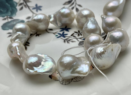 15-16x18-24 mm AA Natural White Baroque Pearl Beads Genuine Natural Freshwater Tear Drop Shape Baroque Flame Ball Pearls #P1969
