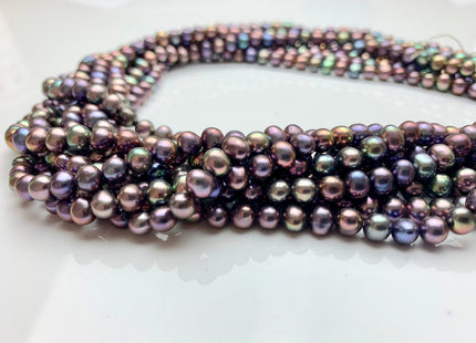 4-6 mm AAA Purple Peacock Color Potato Freshwater Pearl Beads Genuine High Luster Rainbow Metallic Peacock Color Freshwater Pearls #1907