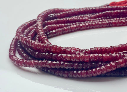3mm 4mm 5mm AAA Faceted Rondelle Natural Red Ruby Gemstone Beads Genuine Top Quality High Polished Faceted Ruby Gemstone Loose Beads #3774