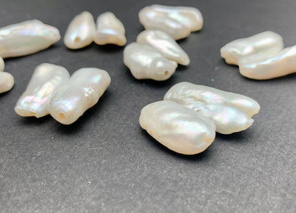 One Piece 11-12x23-25 mm AAA Large Hole Natural White Biwa Stick Pearl Beads Hole Size 2.2 mm High Luster Large Hole Biwa Pearl #1674