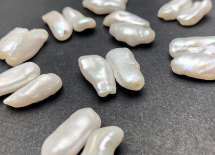 One Piece 11-12x23-25 mm AAA Large Hole Natural White Biwa Stick Pearl Beads Hole Size 2.2 mm High Luster Large Hole Biwa Pearl #1674