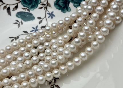 8 - 8.5 mm Half Strand AAA Large Hole High Luster Semi Round/Potato White Freshwater Pearls Beads 2.1mm Hole Large Hole Pearl Beads #170