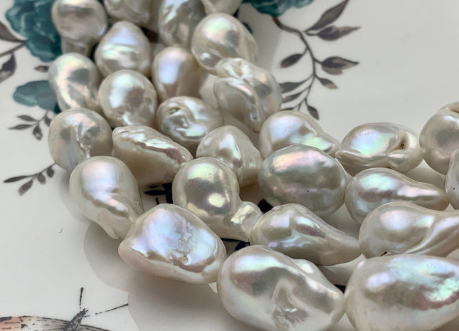 13x17-15x22 mm AA Natural White Baroque Pearl Beads Genuine Natural Freshwater Tear Drop Shape Baroque Flame Ball Pearls #P1429