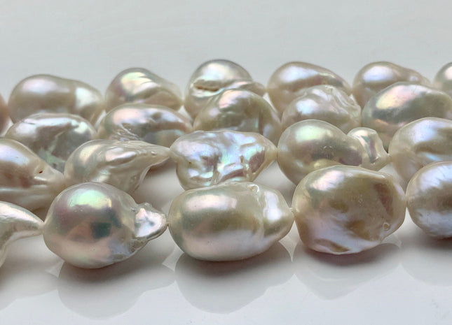 13x17-15x22 mm AA Natural White Baroque Pearl Beads Genuine Natural Freshwater Tear Drop Shape Baroque Flame Ball Pearls #P1429