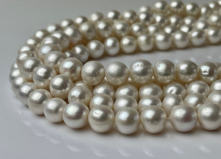 10mm AAA Large Hole Round Natural White Freshwater Pearl Beads Hole Size 1.5 Genuine Top Quality High Luster Pearls 40 Beads #P2238