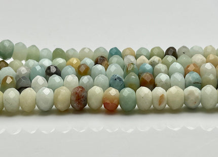 5x8mm AAA Faceted Rondelle Amazonite Gemstone Beads Natural Blue Brown Color Genuine Amazonite Loose Beads 15 Inches Strand #3889