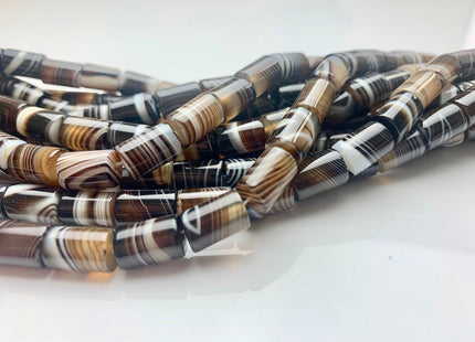 8x12 mm Tube Shape Coffee Wave Line Agate Gemstone Beads Coffee Color Agate Gemstone Beads. #2604