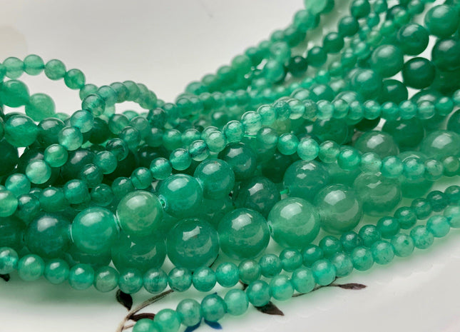 4 mm 6 mm 8 mm 10 mm 12 mm Smooth Round Green Color Aventurine Gemstone Beads Natural Green Aventurine Loose Beads 15.5 Inches Strand #2978
